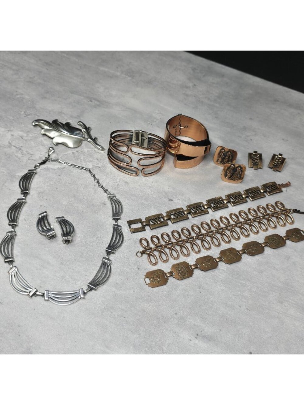 Renior Signed Jewelry Lot Sterling Silver .925 And Copper MCM High End Designer